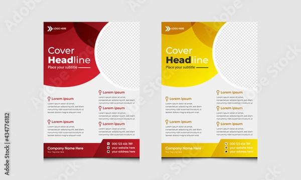Fototapeta Flyer Template, Corporate Business flyer template, vector design,  Geometric shape used for business poster layout, corporate banners,  IT Company flyer, and leaflets. Graphic design layout with train