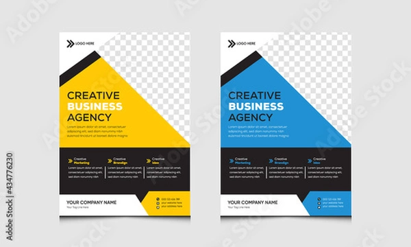 Fototapeta Flyer Template, Corporate Business flyer template, vector design,  Geometric shape used for business poster layout, corporate banners,  IT Company flyer, and leaflets. Graphic design layout with trai