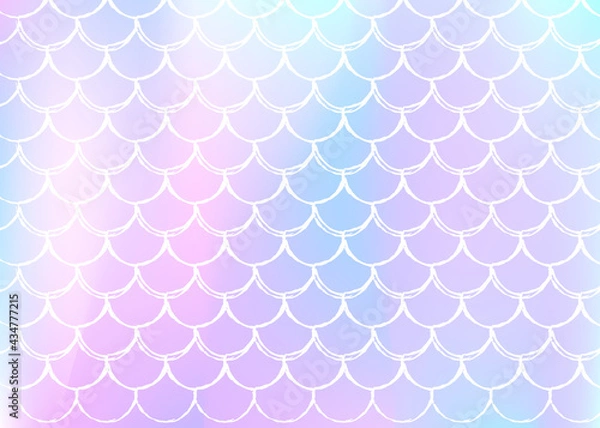Fototapeta Holographic mermaid background with gradient scales.