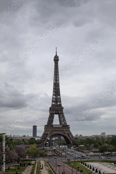 Obraz Eiffel Tower with Montparnasse Tower in the distance 