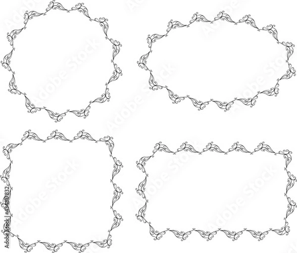 Fototapeta Vector ornamental frames of various shapes from vintage design elements
