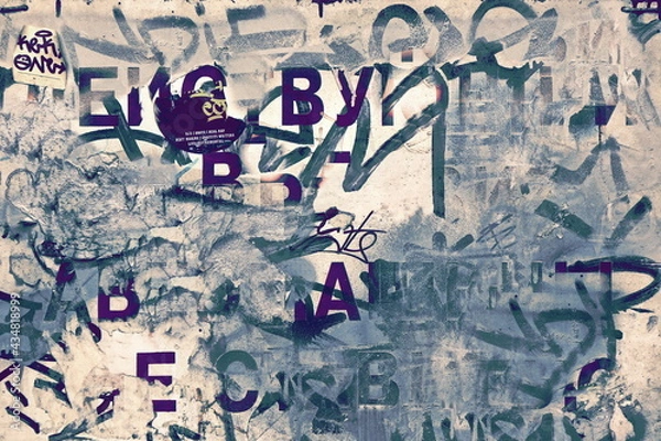 Fototapeta Old Billboard with Torn Posters. Vintage Background and Texture for text or image. Urban Wall with Ripped Posters. Grunge Abstract Isolated Background.