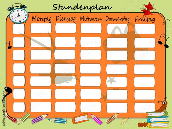 Obraz Schuleinführung, Stundenplan Illustration