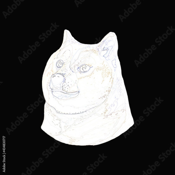 Fototapeta Dogecoin Big Icon illustration design. New safe crypto animal profile art. Elite Gold money coin background. Fun art space style illustration.