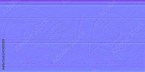 Fototapeta Motherboard microchip normal map illustration. New Best 3d style texture cyber engineering project background design.