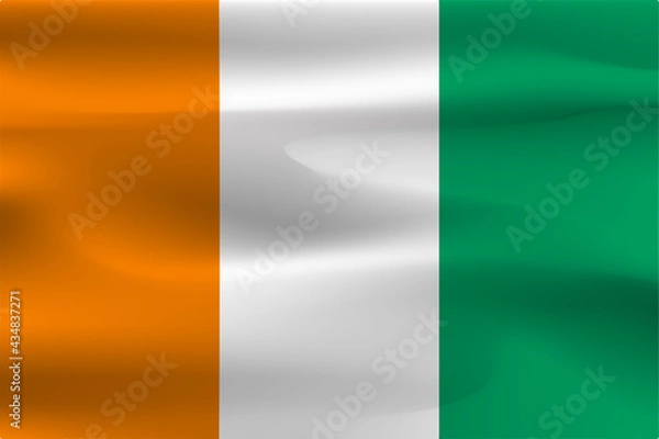 Obraz The flag of Ivory Coast is wrinkled, blown in, beautiful, has a shadow weight.