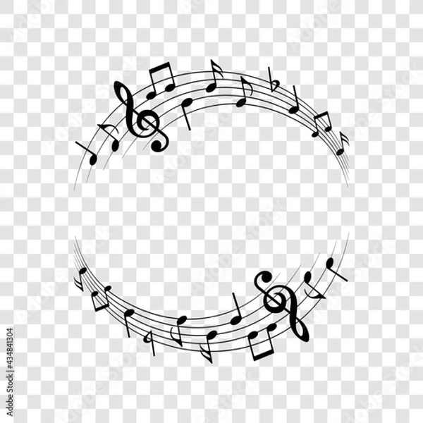 Obraz Music notes background, round musical frame, vector illustration.