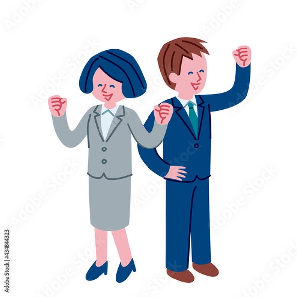 Fototapeta 元気なスーツを着た男性と女性のイラスト