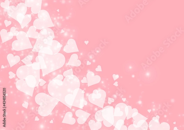 Fototapeta 流れるピンクのハートとキラキラのイラスト