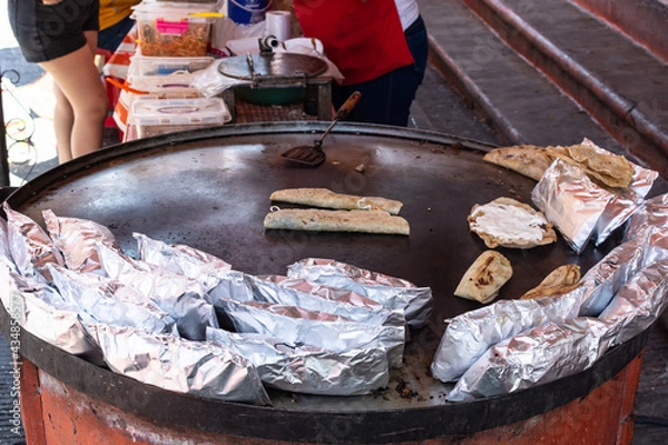 Fototapeta Tacos, typical Mexican street food. Tasty Mexican tacos.