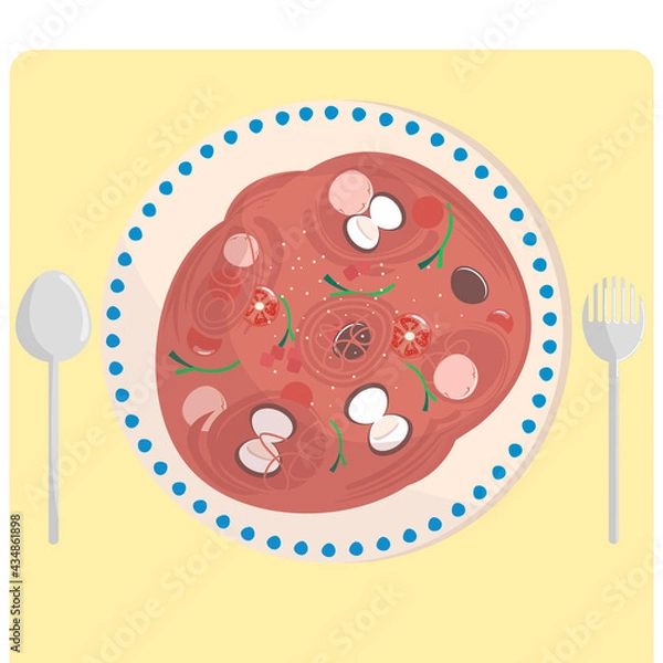 Fototapeta Premium vector material of cartoon spaghetti and fork, spoon