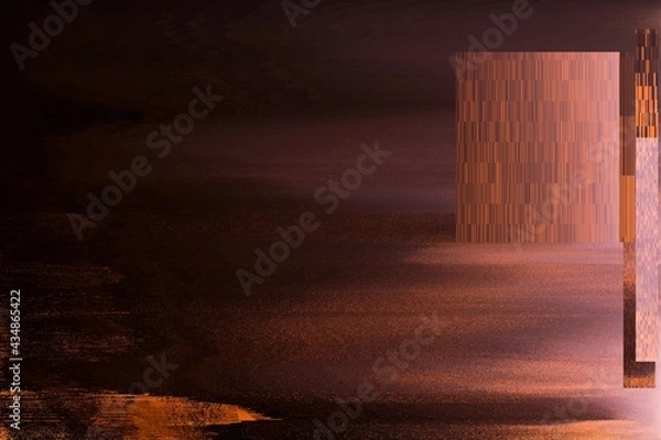 Obraz Modern background with dead pixel and bug, glitch and error signal. Optical distortion, overlapping geometric. It can be used for web design, printed products and visualization of music.