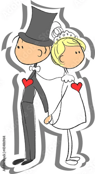 Fototapeta Свадебные фотографии, жених и невеста в любви, вектор