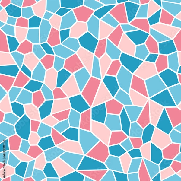 Fototapeta Vector background mosaic. Blue and pink stained glass. Chaotic multicolored shards