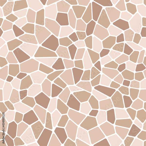 Fototapeta Vector background mosaic. Monochrome stained glass. Chaotic brown shards
