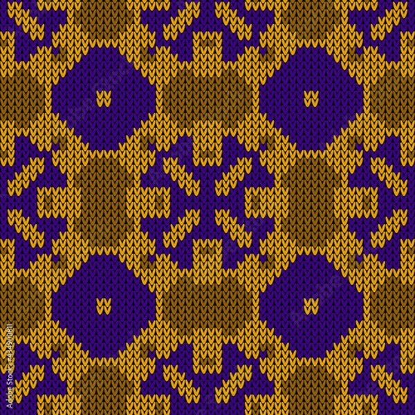 Fototapeta Texture knitted wool seamless pattern. Vector illustration