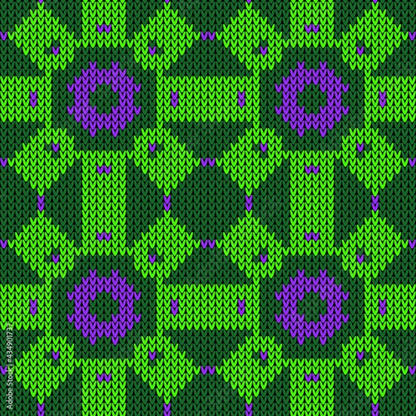 Fototapeta Knitted seamless pattern. Vector illustration