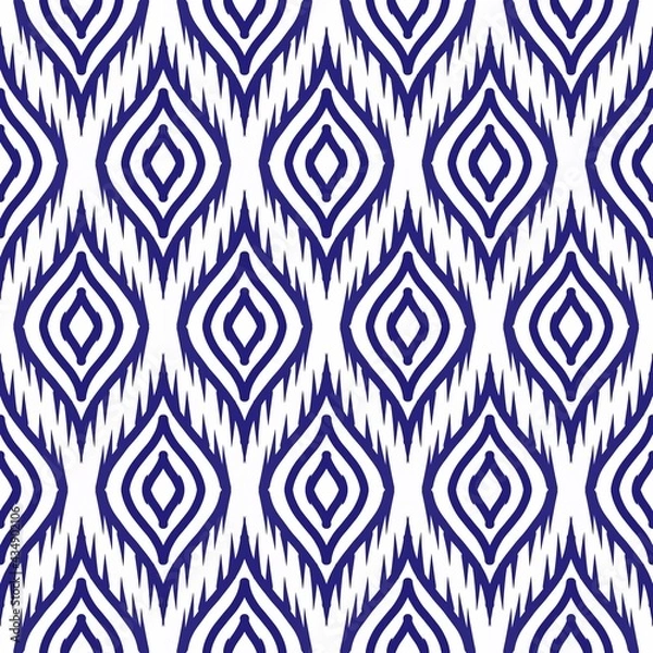 Fototapeta Geometric textile ethnic tribal ikat pattern fabric aztec American mandalas motif native boho bohemian carpet 