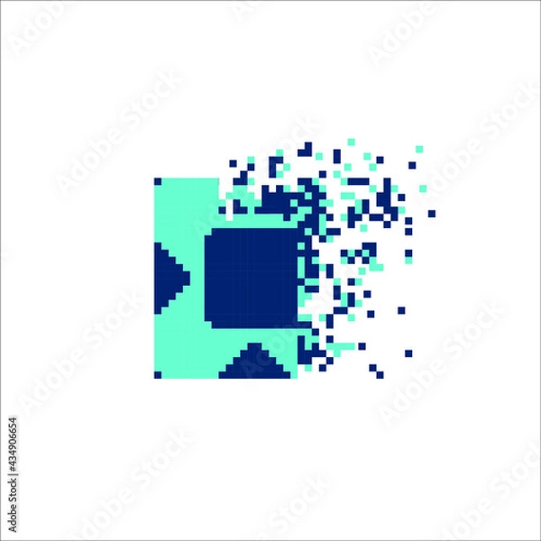 Fototapeta Pixel art 8 bit dispersed filled rectangle, illustration for graphic design