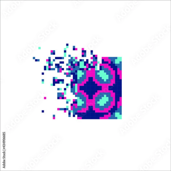 Fototapeta Colorful Pixel tile disintegration into pixels, illustration for graphic design