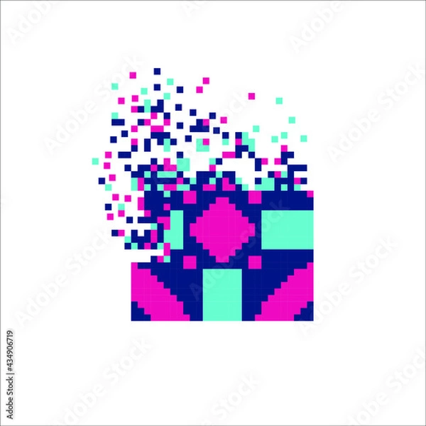 Fototapeta Colorful Pixel tile disintegration into pixels, illustration for graphic design