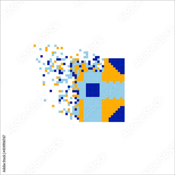 Fototapeta Pixel dispersed filled rectangle, illustration for graphic design