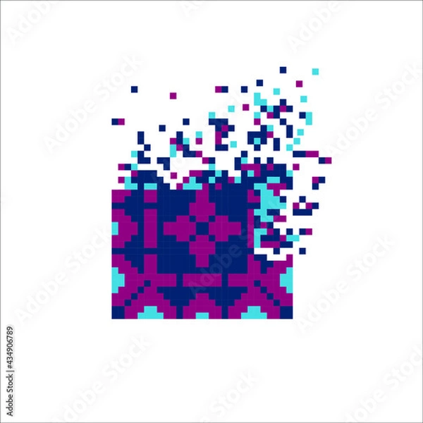 Fototapeta Pixel dispersed filled rectangle, illustration for graphic design