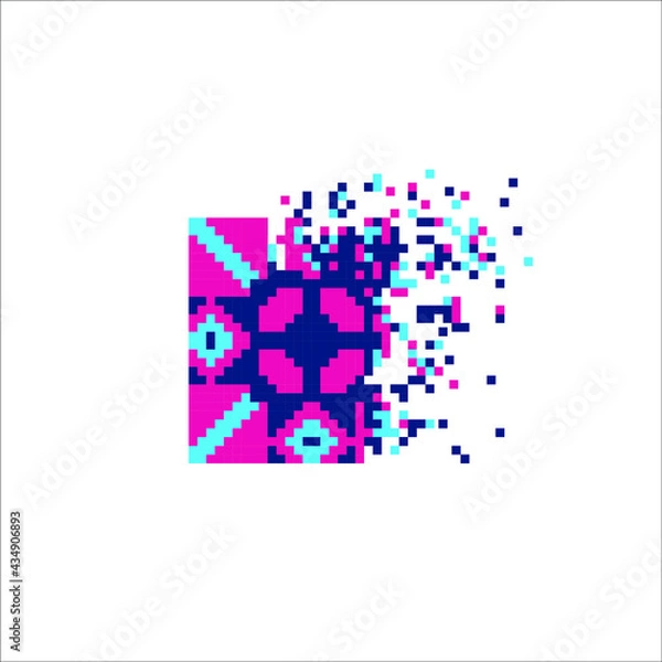 Fototapeta Colorful Pixel tile disintegration into pixels, illustration for graphic design