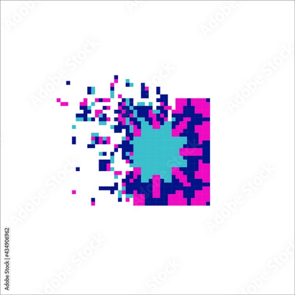 Fototapeta Rectangle tile disintegration into pixels, illustration for graphic design
