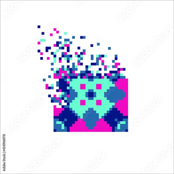 Fototapeta Pixel art tile disintegration into pixels, illustration for graphic design