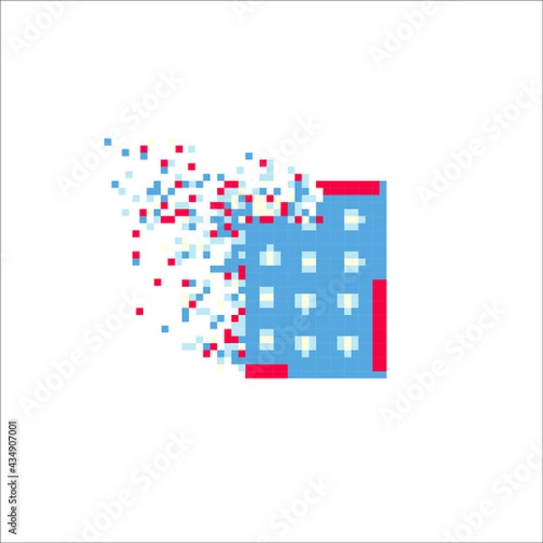 Fototapeta Rectangle tile disintegration into pixels, illustration for graphic design