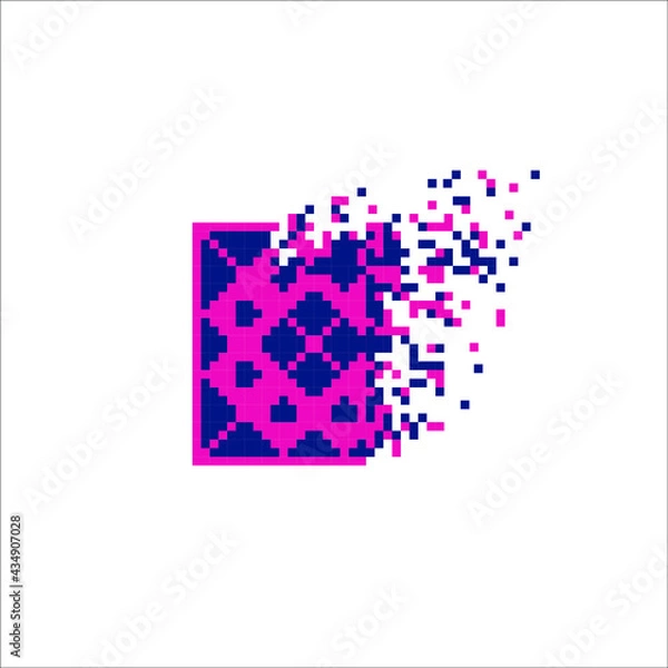 Fototapeta Vector Pixel tile with disintegration effect, illustration for graphic design
