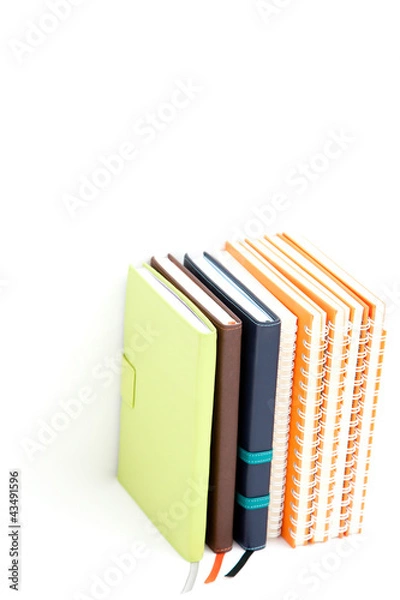 Fototapeta notebook stack on white isolated