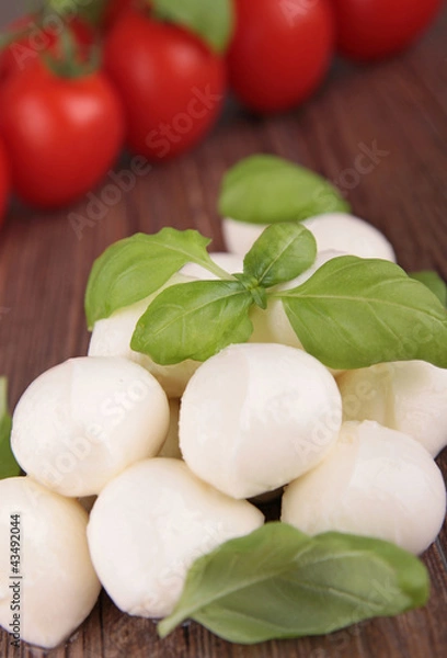 Fototapeta mozzarella ball with tomato