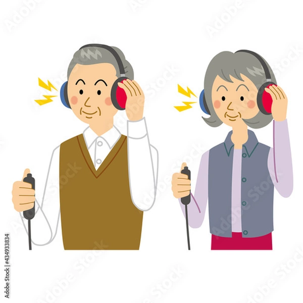 Obraz 聴力検査をするおじいさんおばあさん