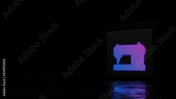 Fototapeta 3d rendering of light shaped as symbol of sewing machine on black background