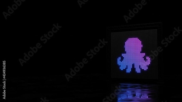 Fototapeta 3d rendering of light shaped as symbol of octopus on black background