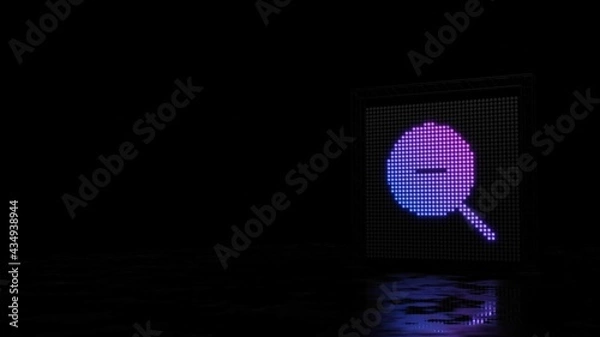 Fototapeta 3d rendering of light shaped as symbol of magnifier zoom out on black background