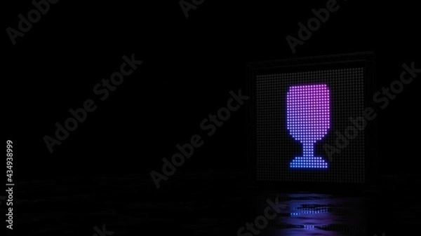 Fototapeta 3d rendering of light shaped as symbol of wine glass on black background