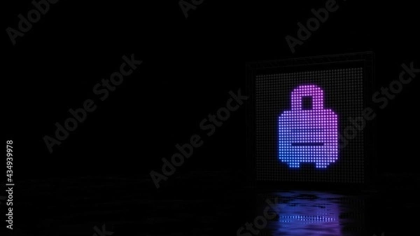 Fototapeta 3d rendering of light shaped as symbol of suitcase rolling on black background