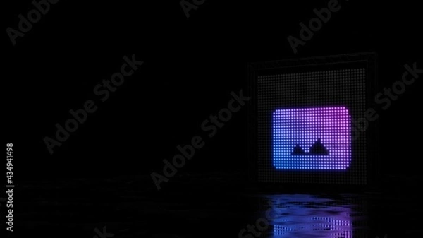 Fototapeta 3d rendering of light shaped as symbol of photo on black background