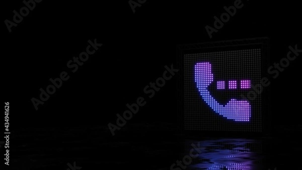 Fototapeta 3d rendering of light shaped as symbol of phone on black background