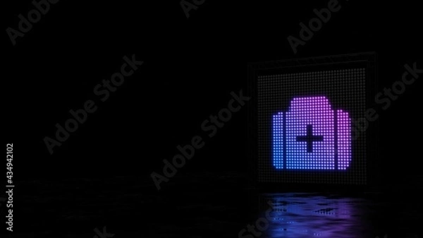 Fototapeta 3d rendering of light shaped as symbol of med kit on black background