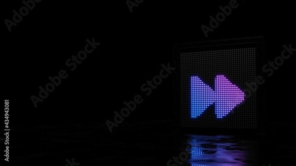 Fototapeta 3d rendering of light shaped as symbol of forward on black background