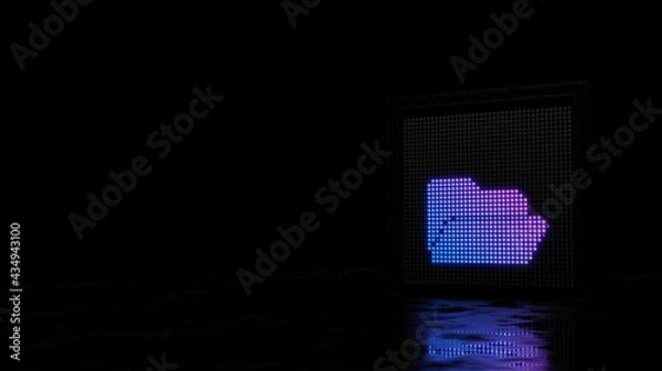 Fototapeta 3d rendering of light shaped as symbol of folder open on black background