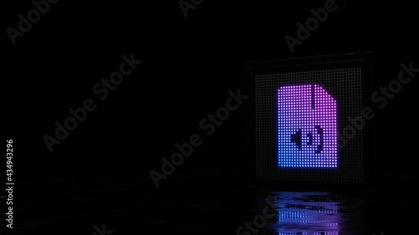 Fototapeta 3d rendering of light shaped as symbol of file audio on black background