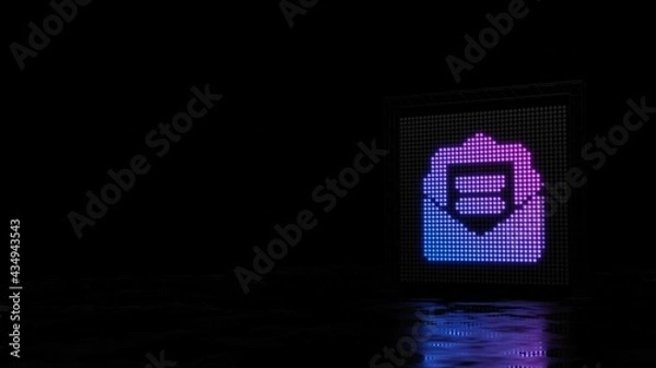 Obraz 3d rendering of light shaped as symbol of envelope open text on black background