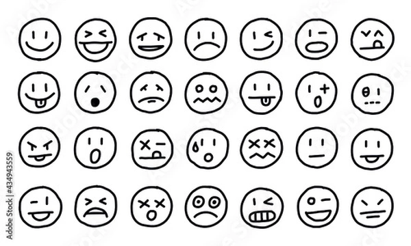 Fototapeta Smiley face. Set smiley emotion, by smileys, cartoon emotions, stock vector.