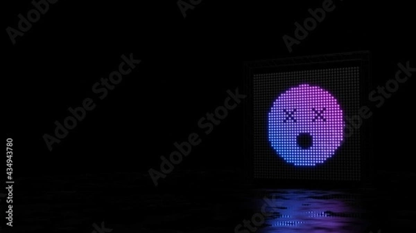 Fototapeta 3d rendering of light shaped as symbol of dizzy on black background