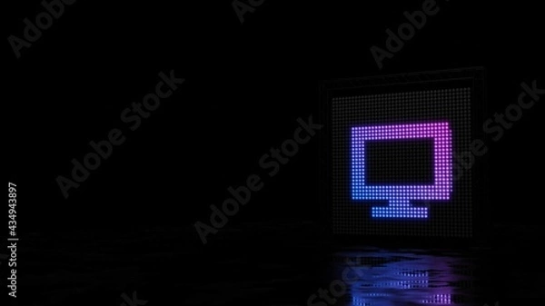 Fototapeta 3d rendering of light shaped as symbol of desktop on black background
